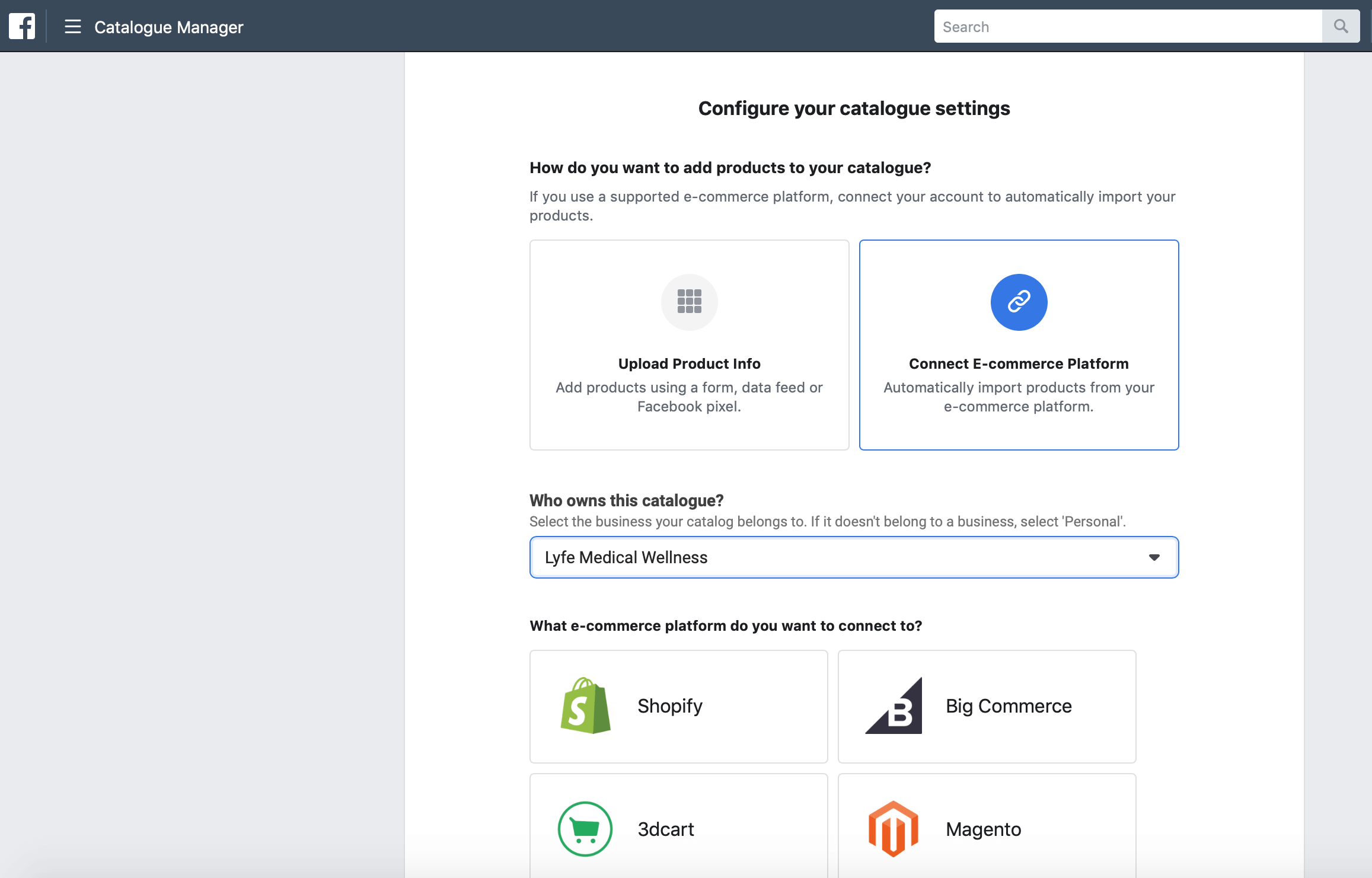 instagram catalog settings